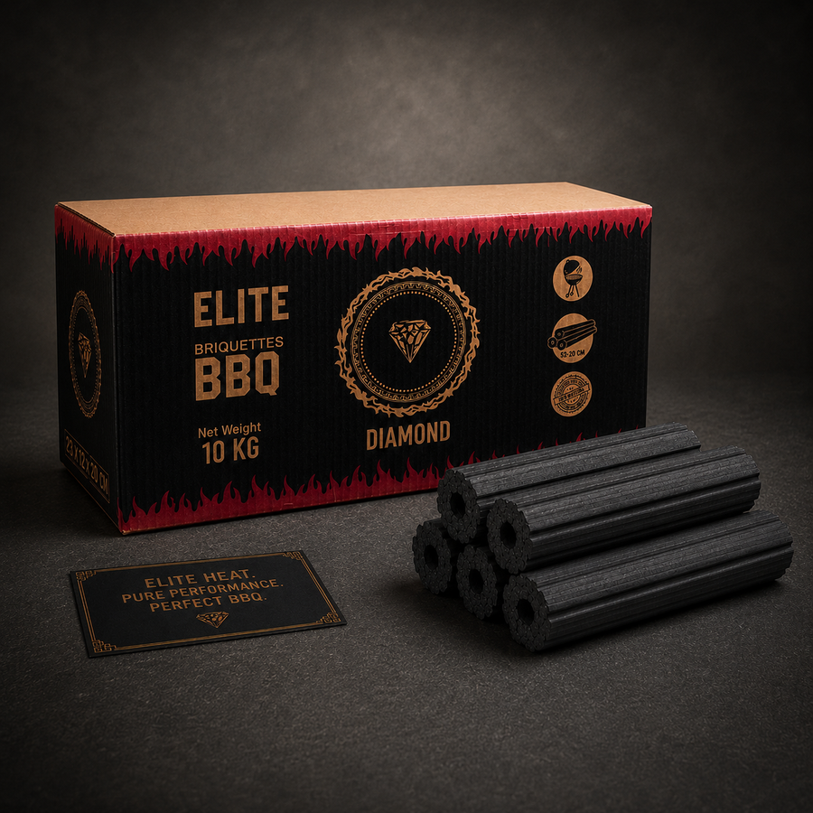 Diamond Elite Barbacoa – Briquetas de Carbón de Coco Premium (10 kg)